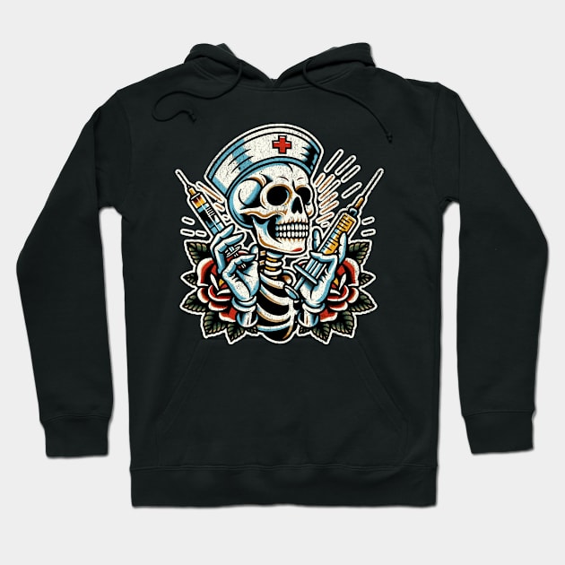 Skeleton Nurse - Textured Hoodie by firstthreads